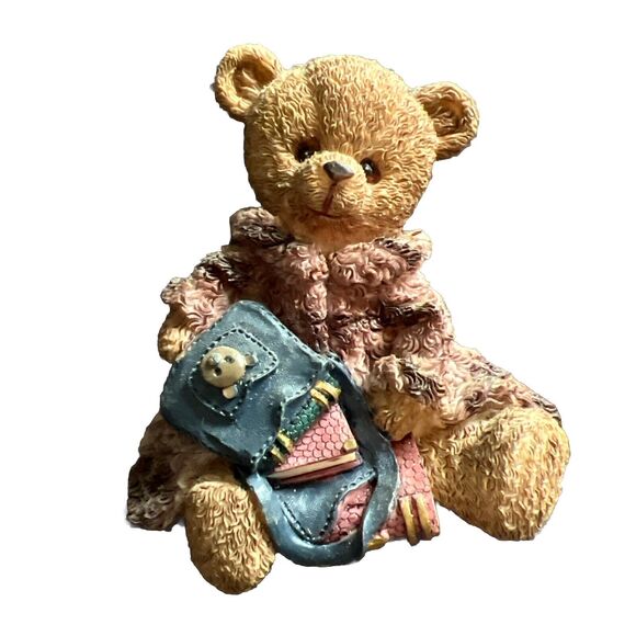 Vintage Resin Teddy Bear Refrigerator Magnets Set Of 2 Books School Themed - Picture 6 of 6